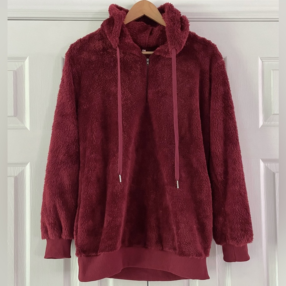 Burgundy Pullover Hoodie Size L